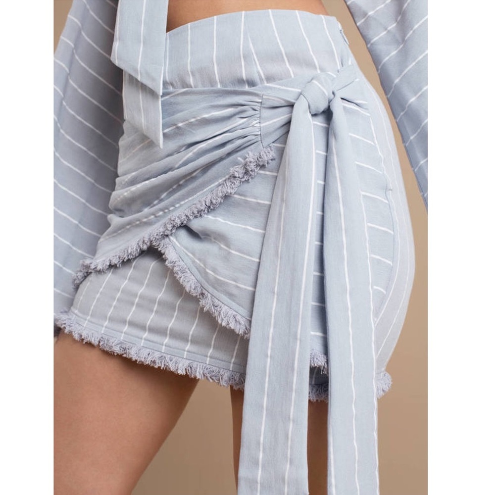 “Bounce Back Light Blue Wrap Skirt”